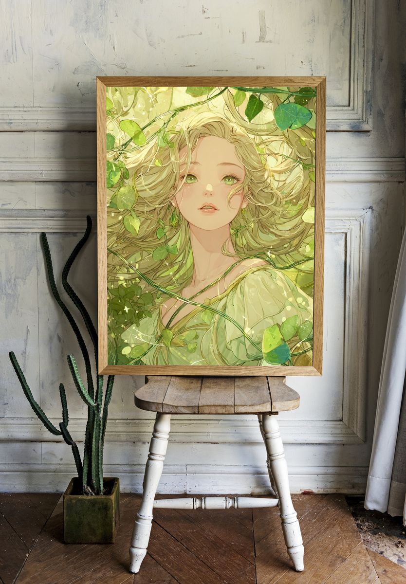 Enchanted Greenery — Illustration Print room preview