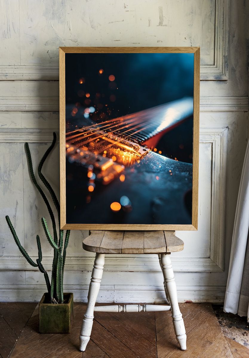 Electric Guitar Close-Up Photography Poster. — room view 1