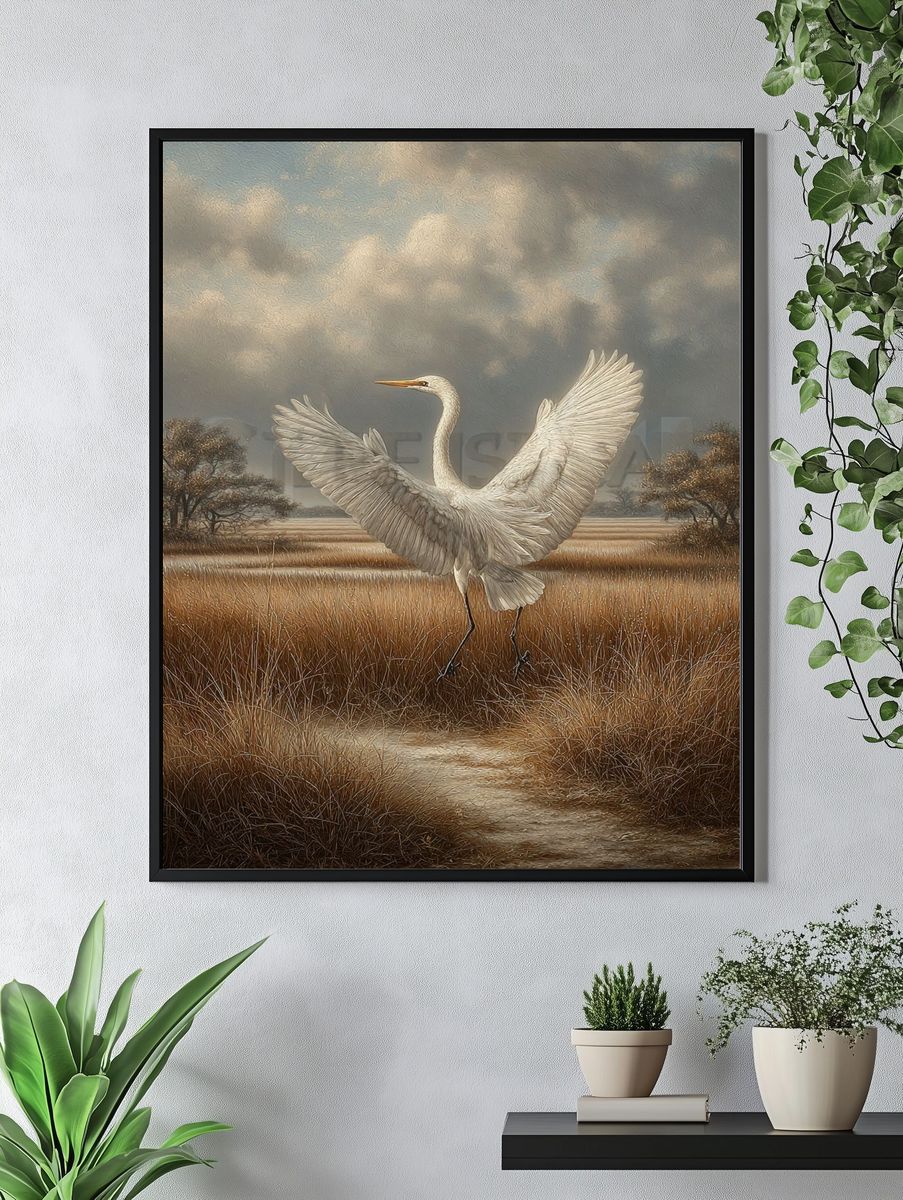Great Egret in Marsh — Fine Art Print. — room view 4