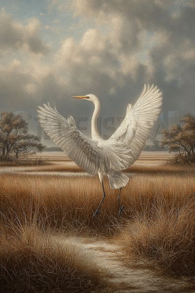 Great Egret in Marsh — Fine Art Print. poster print