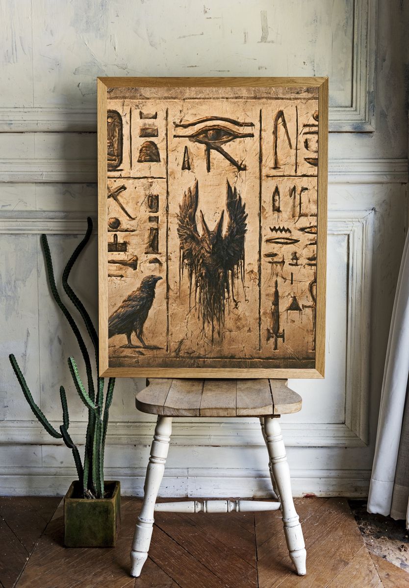 Egyptian Hieroglyphs Illustration Poster. — room view 1