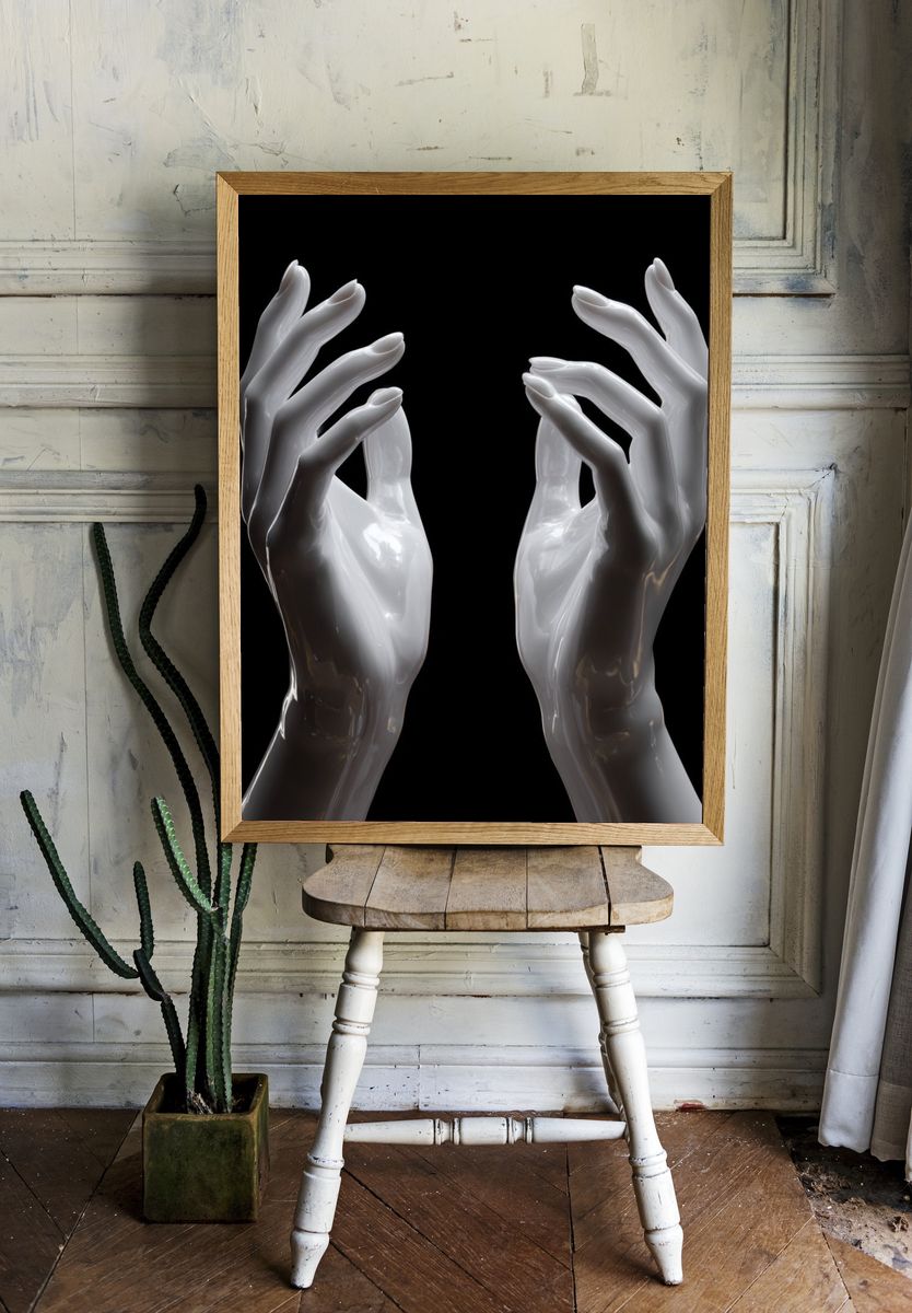 Elegant Hands — Minimalist Print. — room view 1