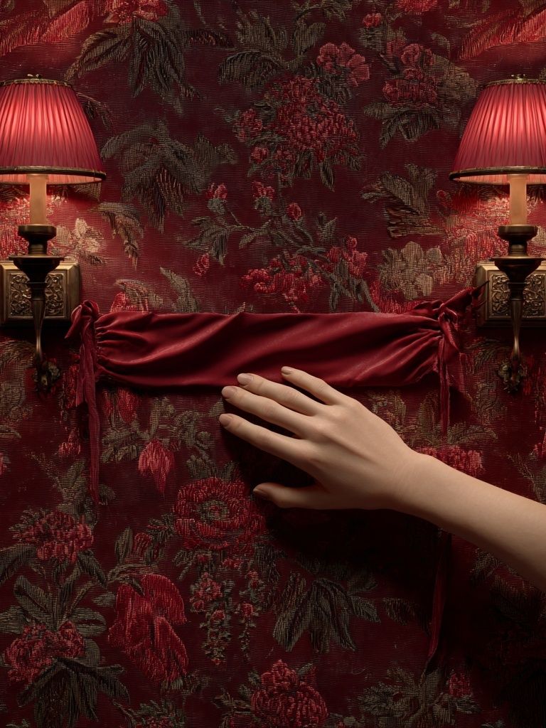 Elegant Hand on Floral Wallpaper Poster. poster detail
