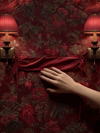 Elegant Hand on Floral Wallpaper Poster. poster