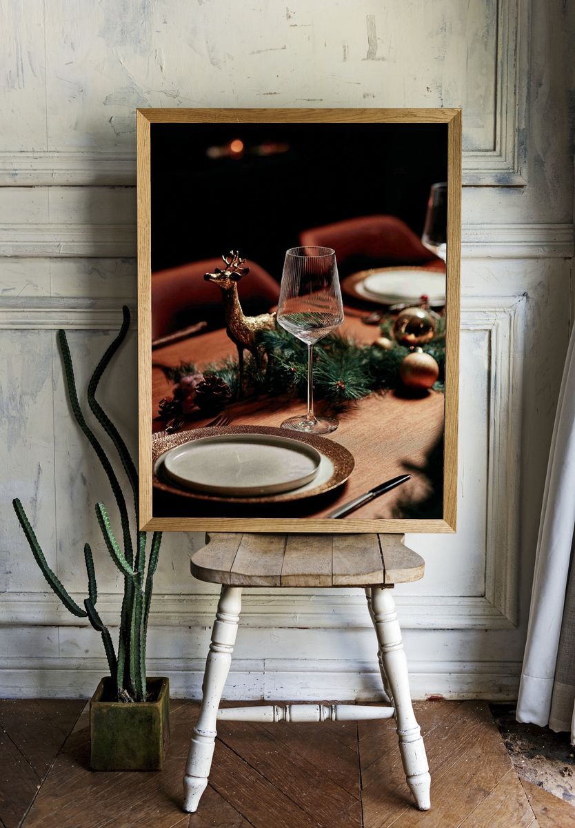 Elegant Holiday Table Setting Poster. — room view 1