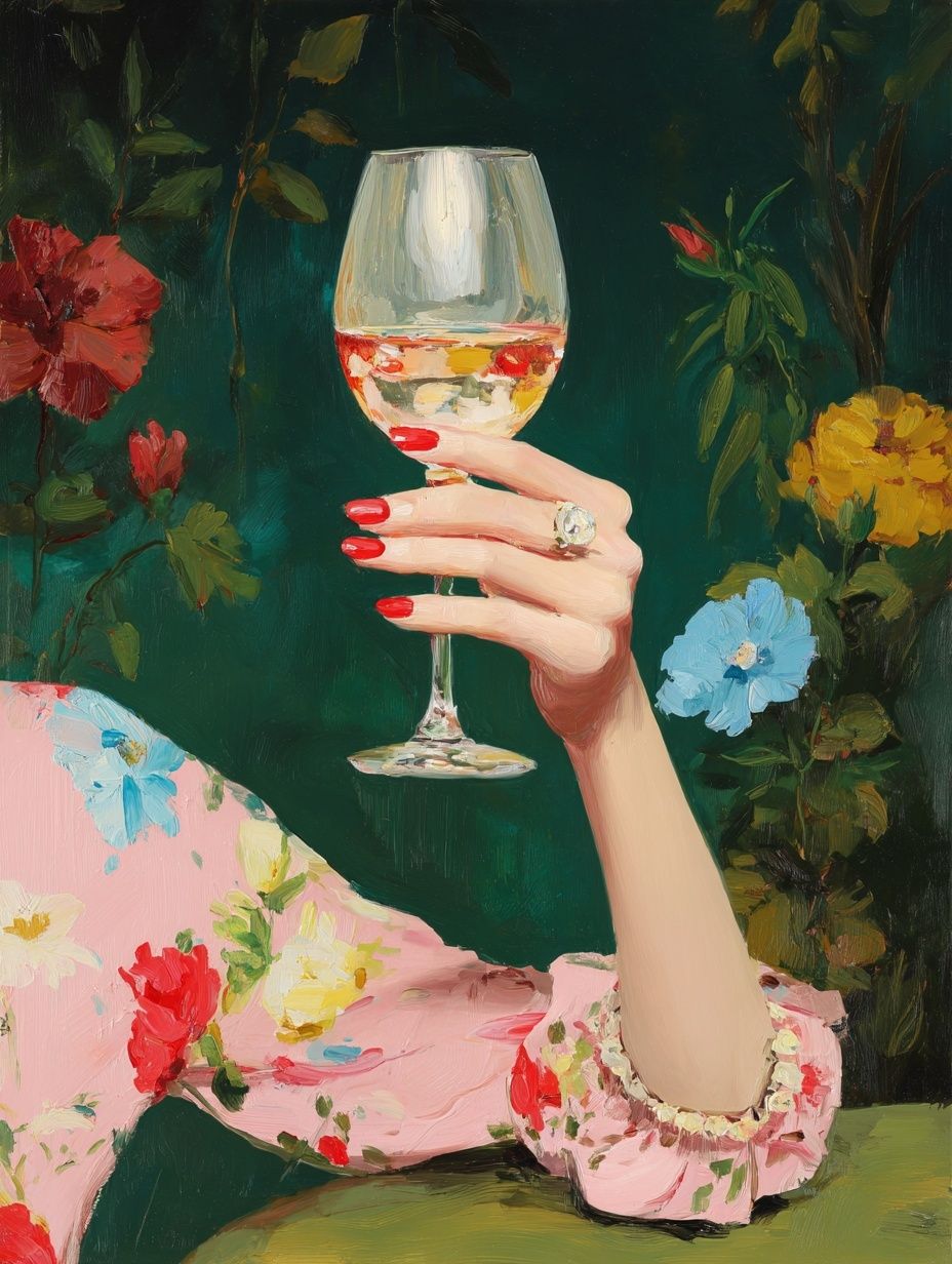 Elegant Hand with Wine Glass — Fine Art Print. poster — fine-art art