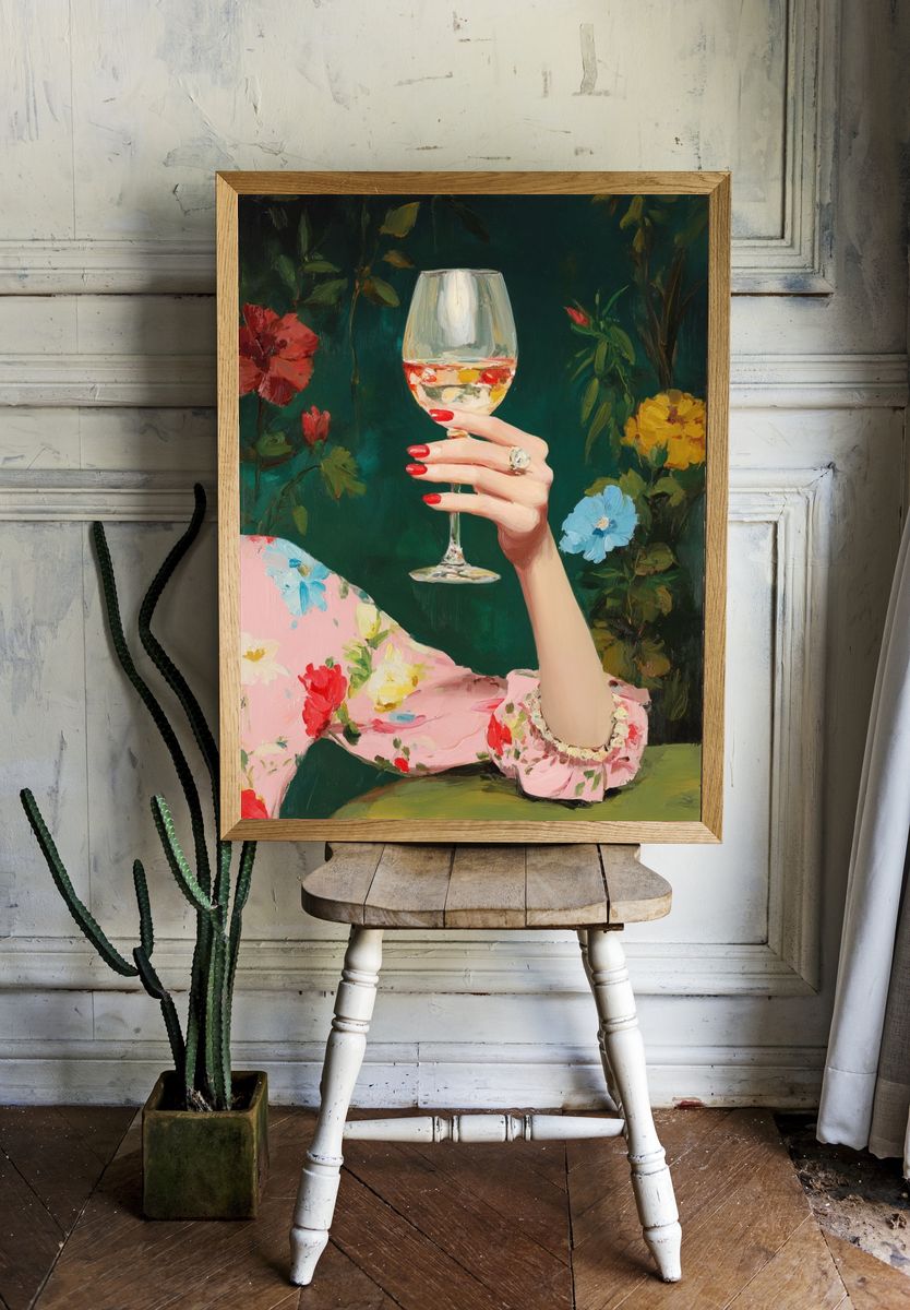 Elegant Hand with Wine Glass — Fine Art Print. — room view 1