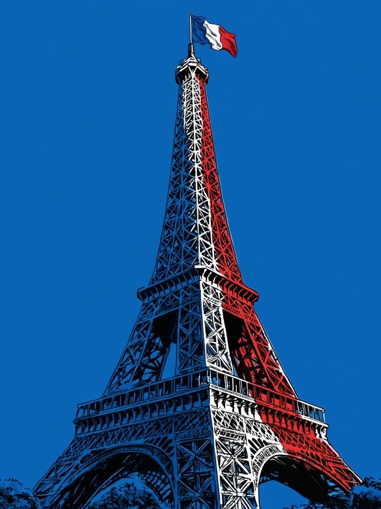 Eiffel Tower Tricolor Illustration Poster. poster — illustration art