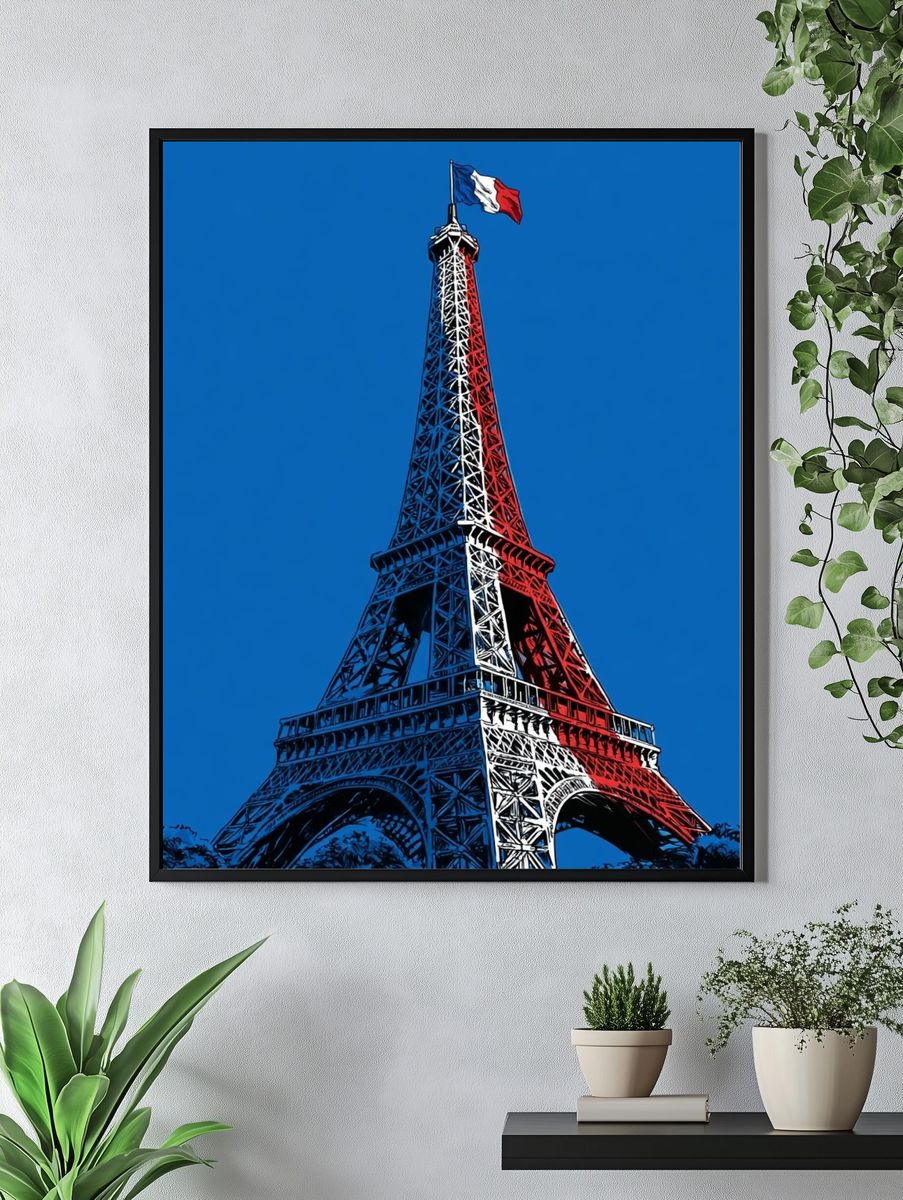Eiffel Tower Tricolor Illustration Poster. — room view 4