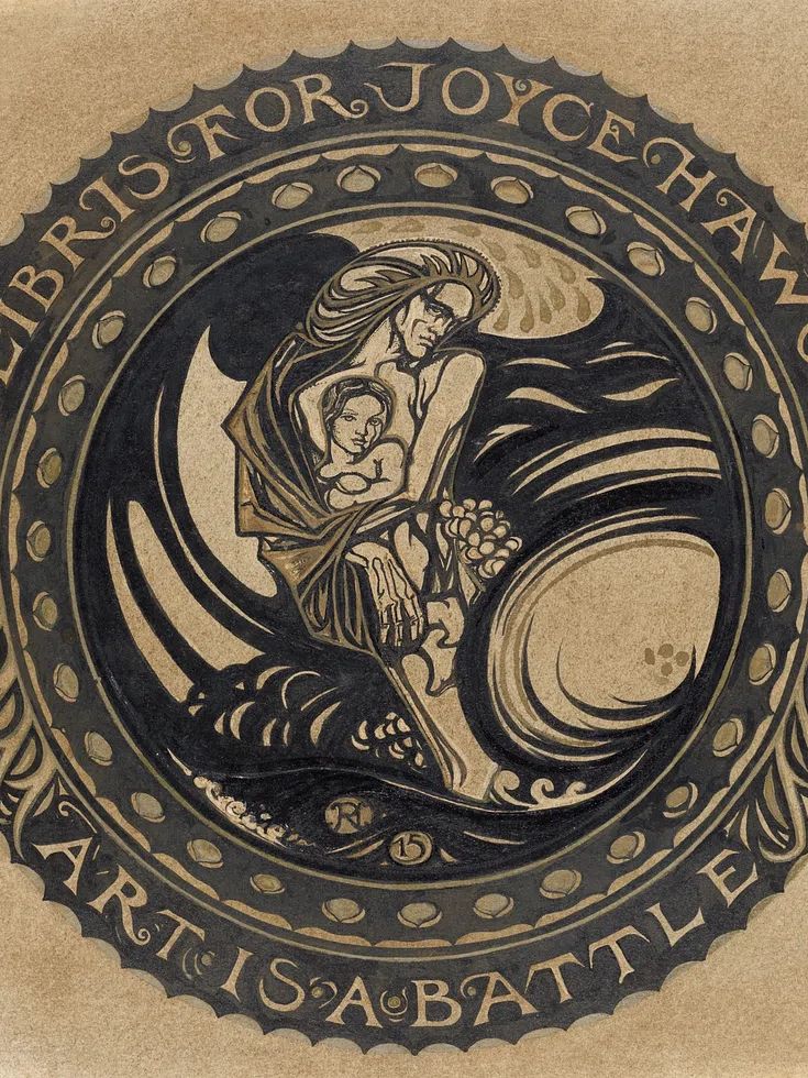 Ex Libris for Joyce Haworth — Art Nouveau Print. poster detail