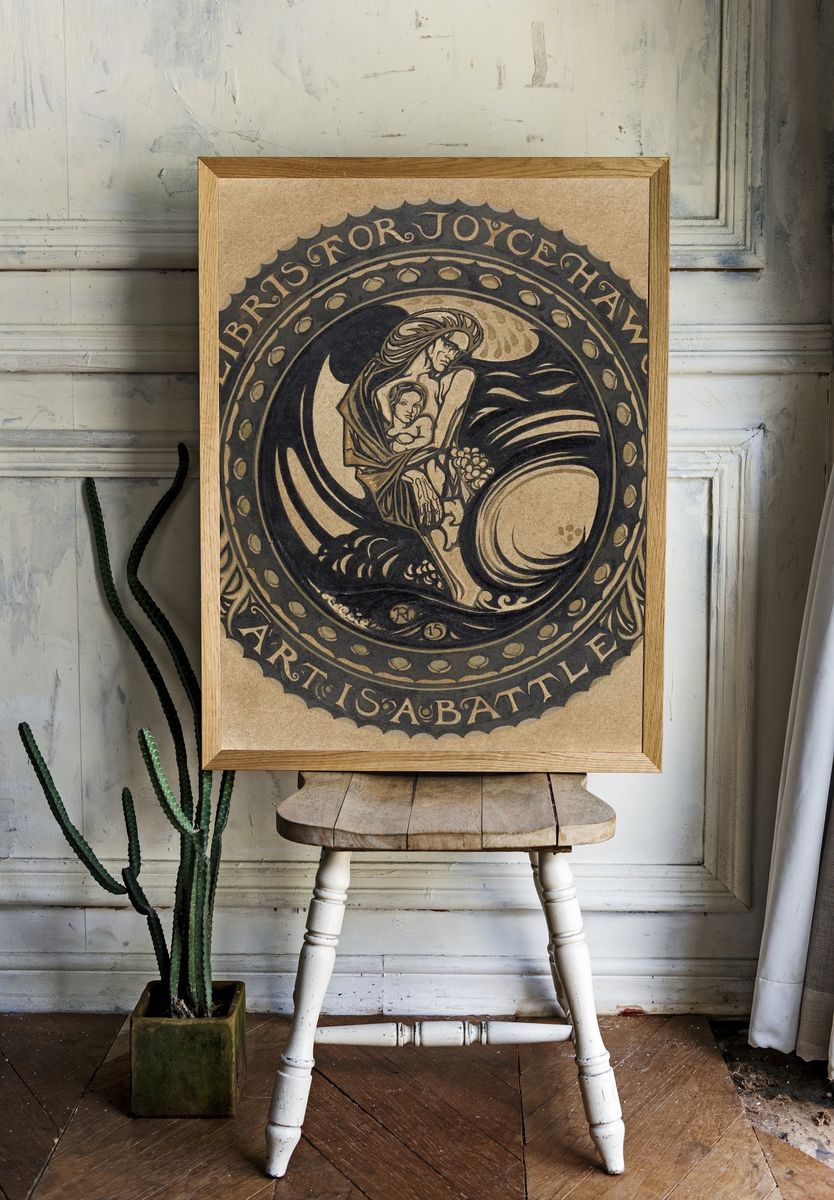 Ex Libris for Joyce Haworth — Art Nouveau Print. room preview