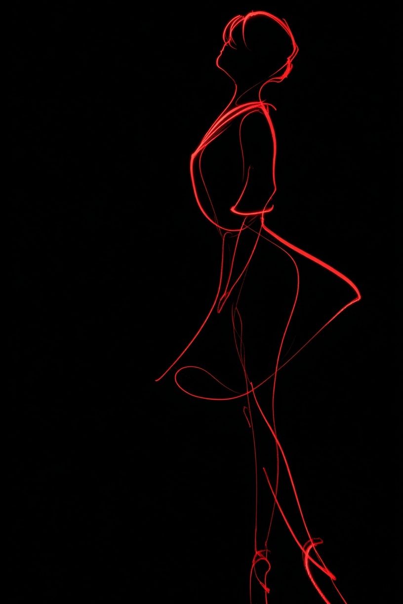 Elegant Red Line Art Poster. poster — illustration art