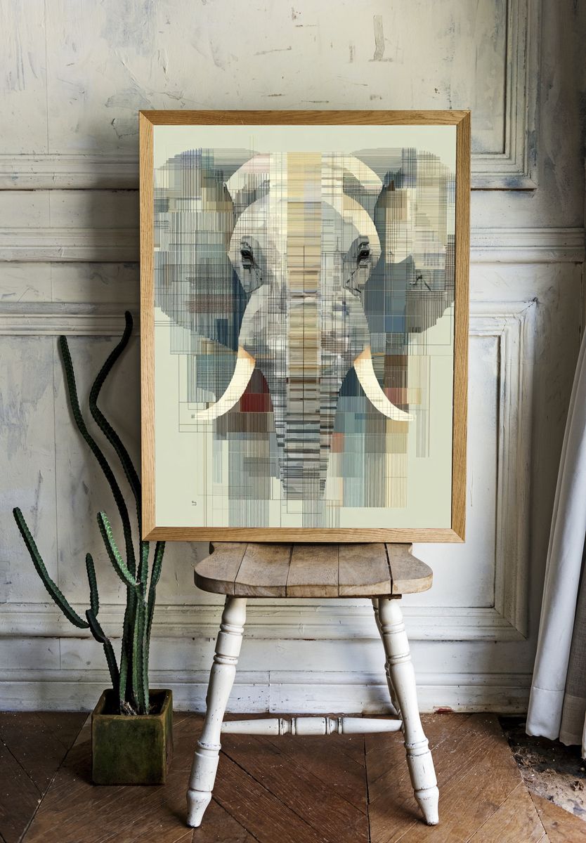 Abstract Elephant Portrait Poster. room preview