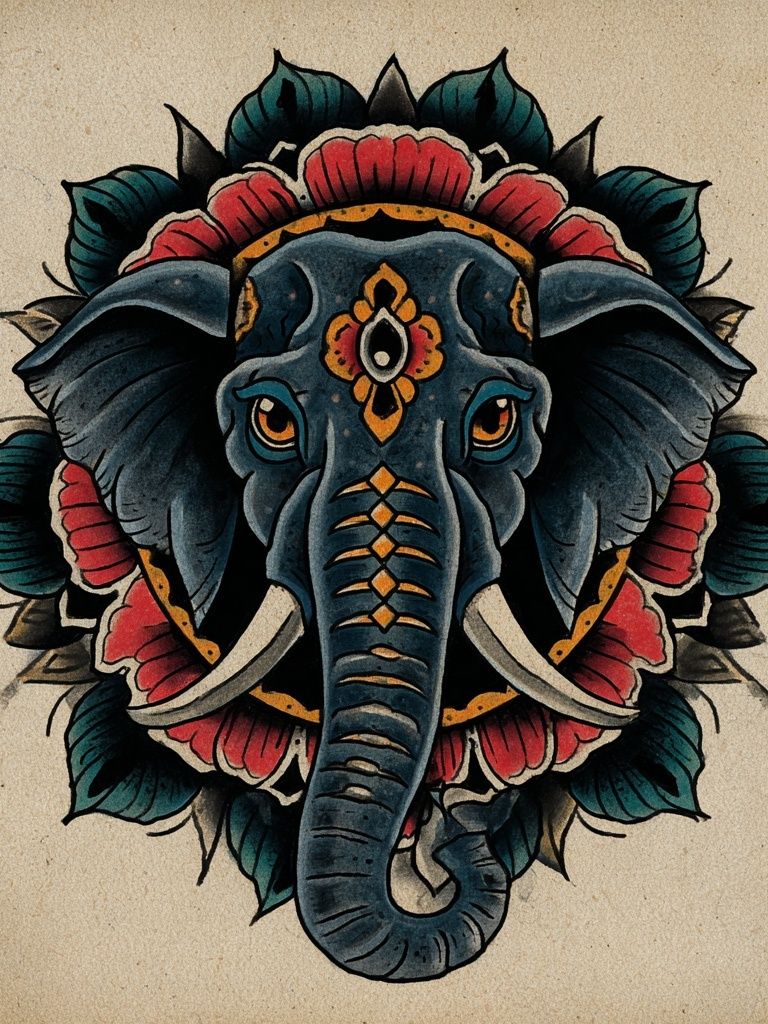 Elephant Mandala Art Print. poster — illustration art