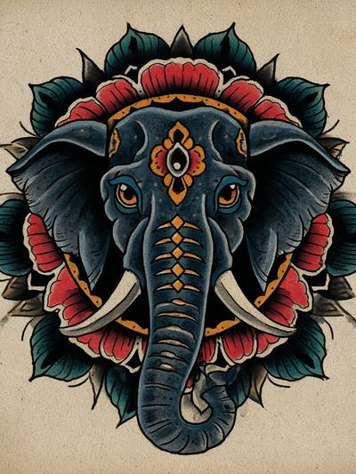 Elephant Mandala Art Print. poster print