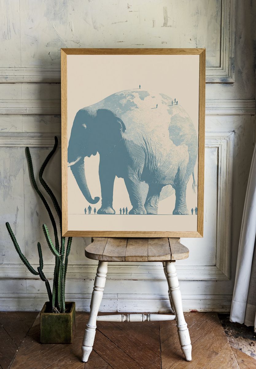 Giant Elephant Silhouette Poster. — room view 1