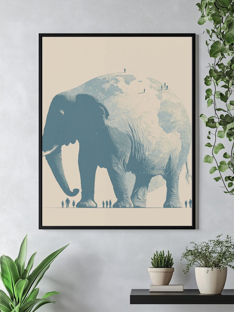Giant Elephant Silhouette Poster. — room view 4
