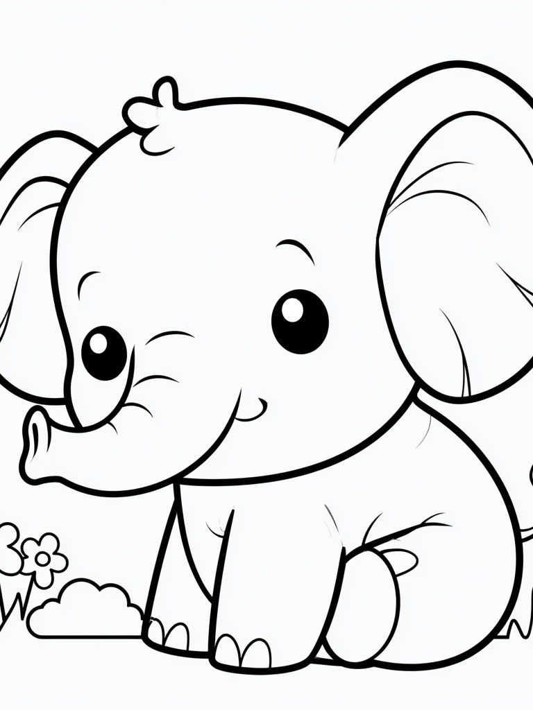Cute Baby Elephant Line Art Poster. poster detail