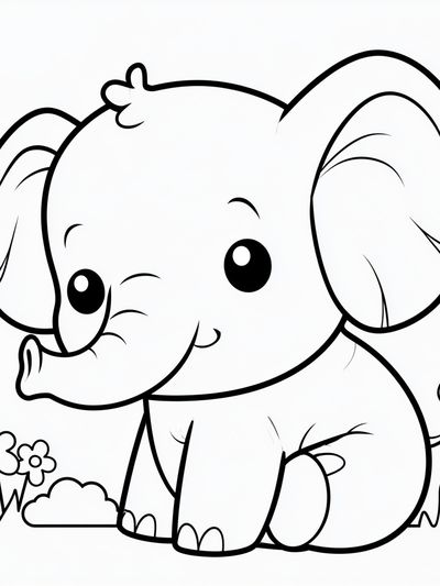 Cute Baby Elephant Line Art Poster. poster