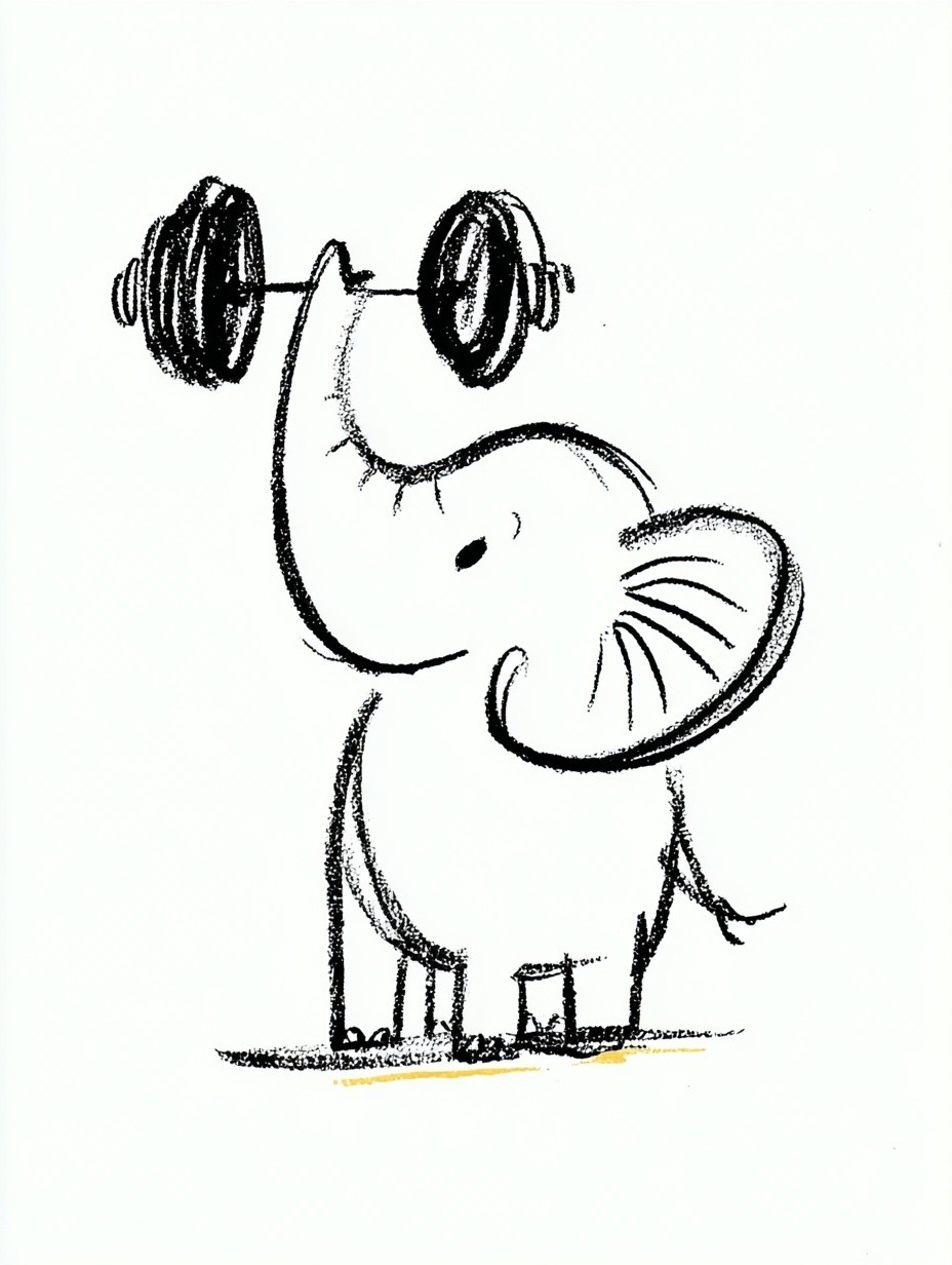 Strong Elephant — Cartoon Print. poster — illustration art