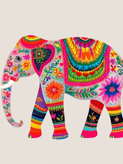 Colorful Elephant Illustration Poster. poster print