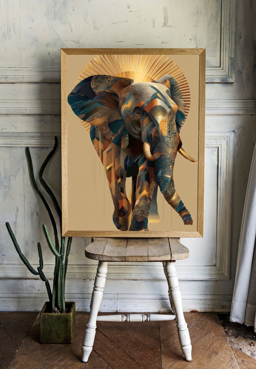 Majestic Elephant — Digital Art Print room preview