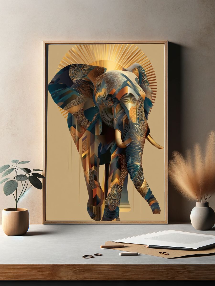 Majestic Elephant — Digital Art Print. — room view 2