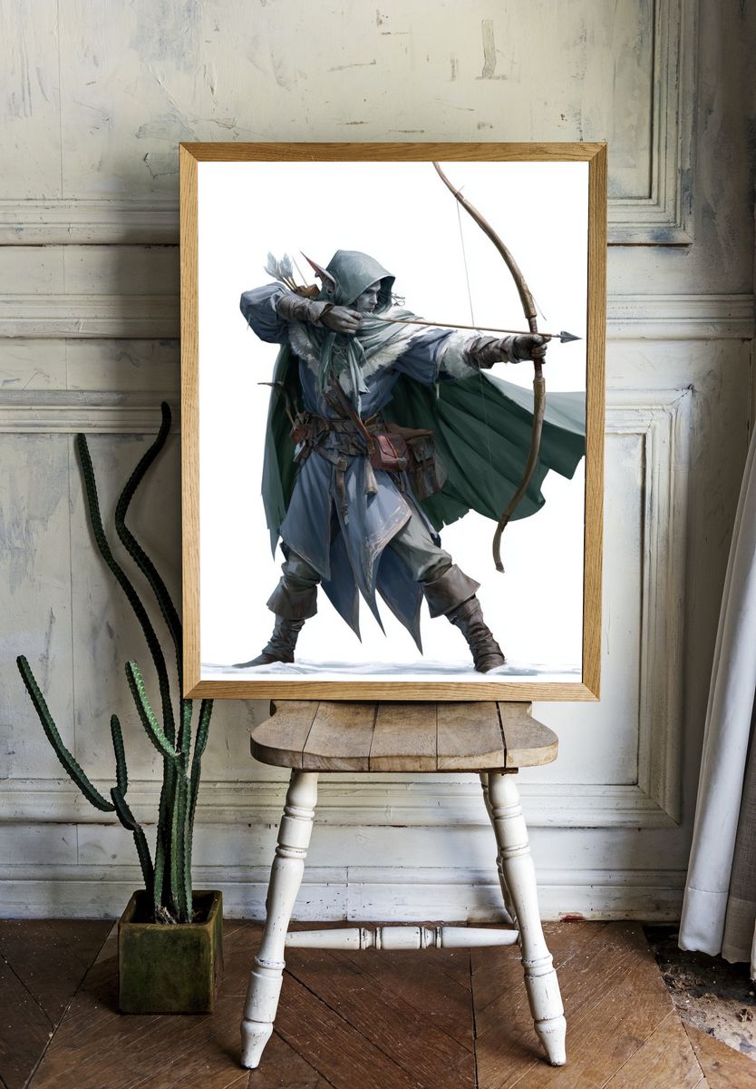 Elven Archer Digital Art Poster. room preview