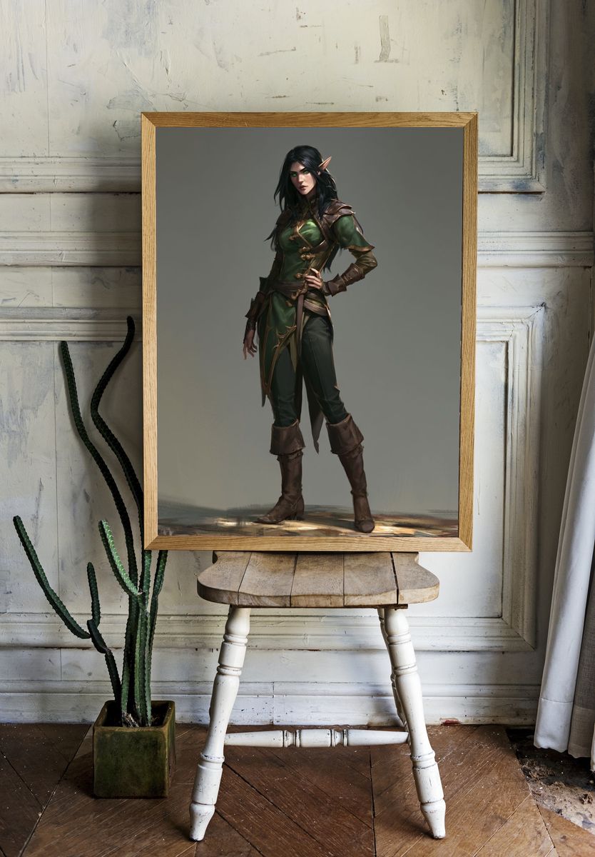 Elven Ranger Digital Art Poster. room preview
