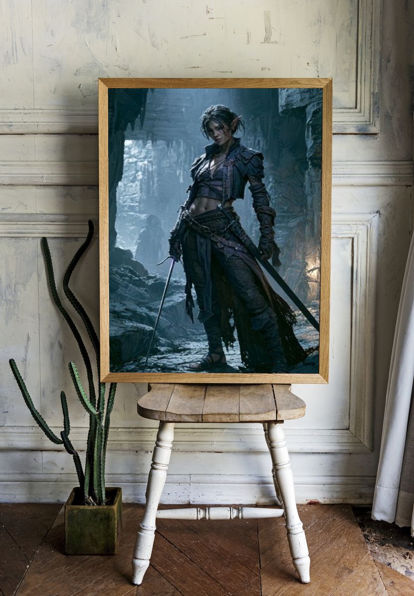Elf Warrior Fantasy Illustration Poster. room preview