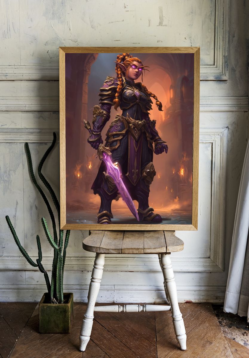 Elf Warrior Fantasy Art Print room preview