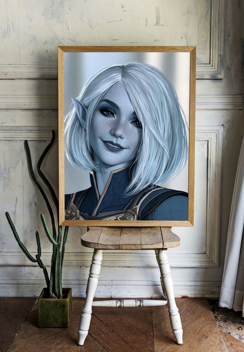 Elf Portrait Digital Art Poster. — room view 1