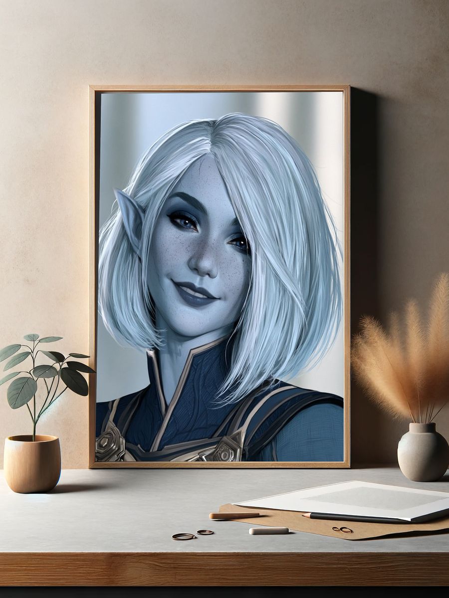Elf Portrait Digital Art Poster. — room view 2