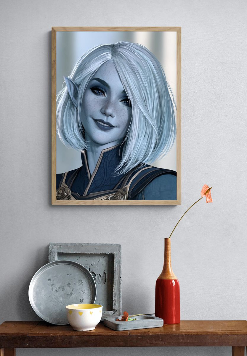 Elf Portrait Digital Art Poster. — room view 3