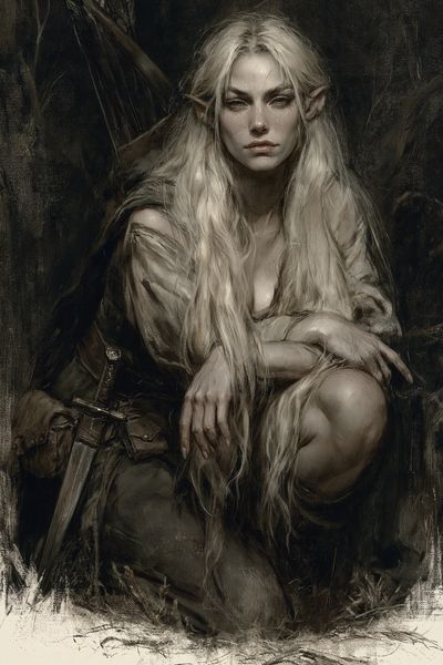Elf Warrior Portrait Print.