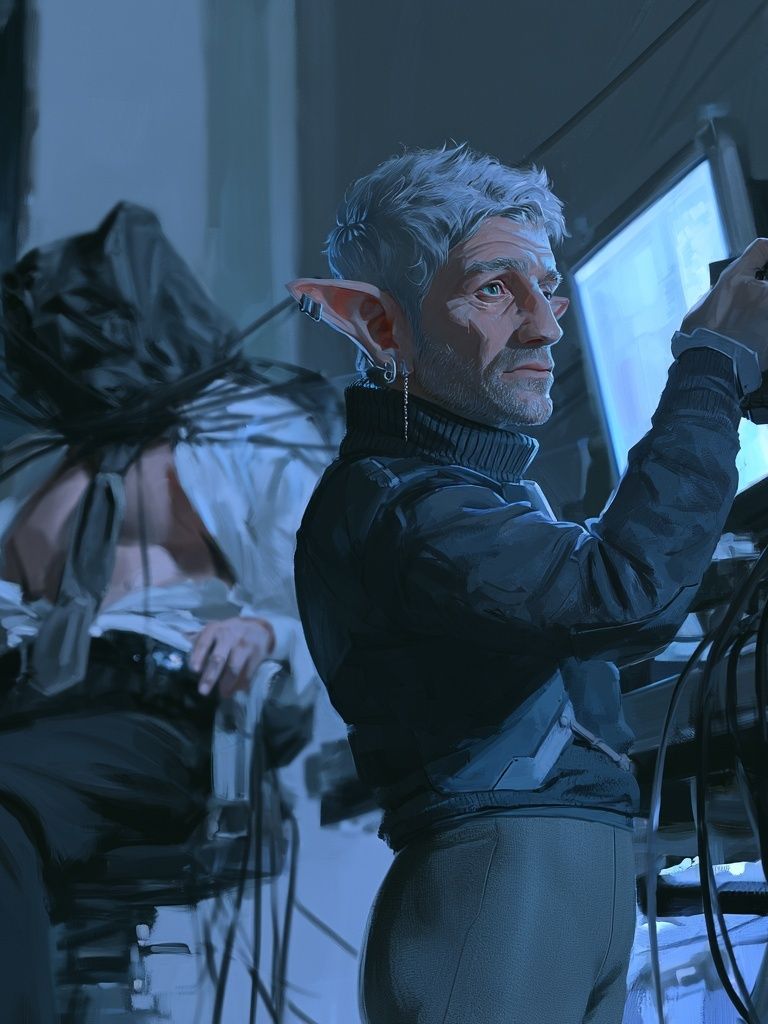 Elf Technician Digital Art Print. poster — illustration art