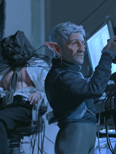 Elf Technician Digital Art Print. poster