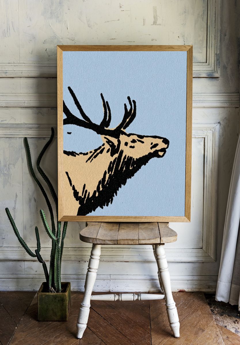 Majestic Elk — Illustration Print. — room view 1