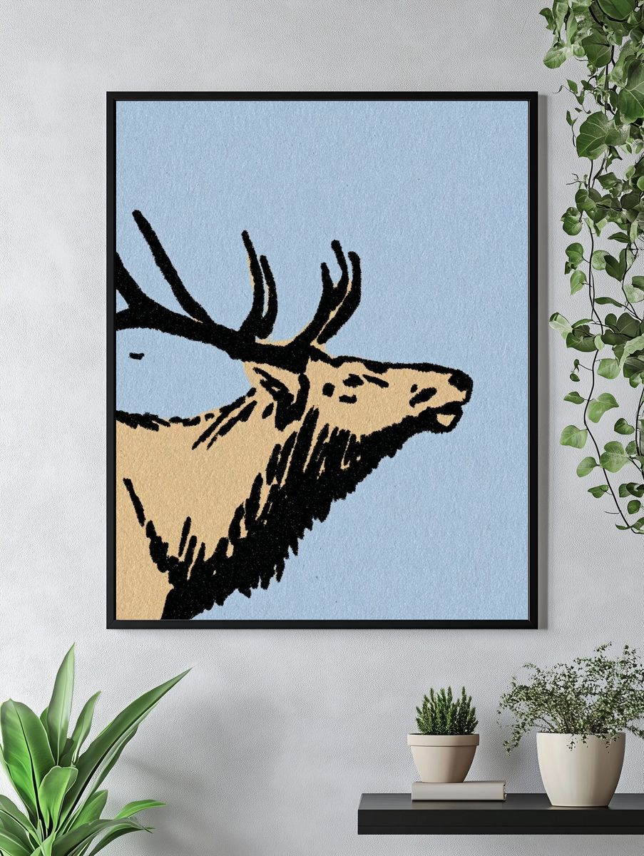 Majestic Elk — Illustration Print. — room view 4