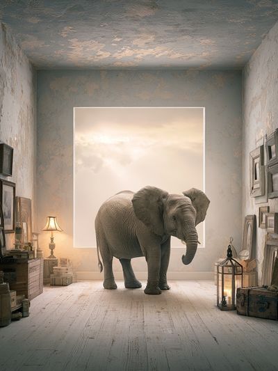 Elephant Dream Room Illustration Poster. poster