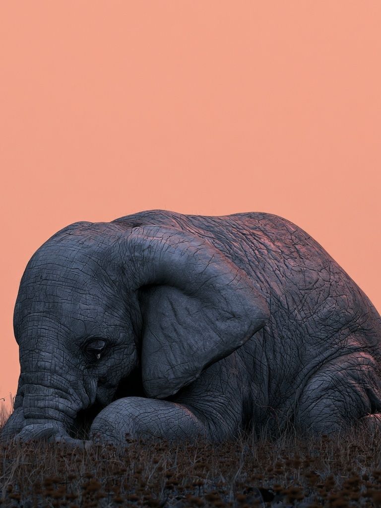 Sleeping Elephant Photography Poster. poster detail
