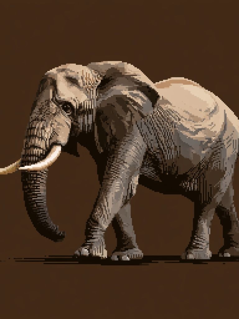 Elephant Pixel Art Poster. poster detail
