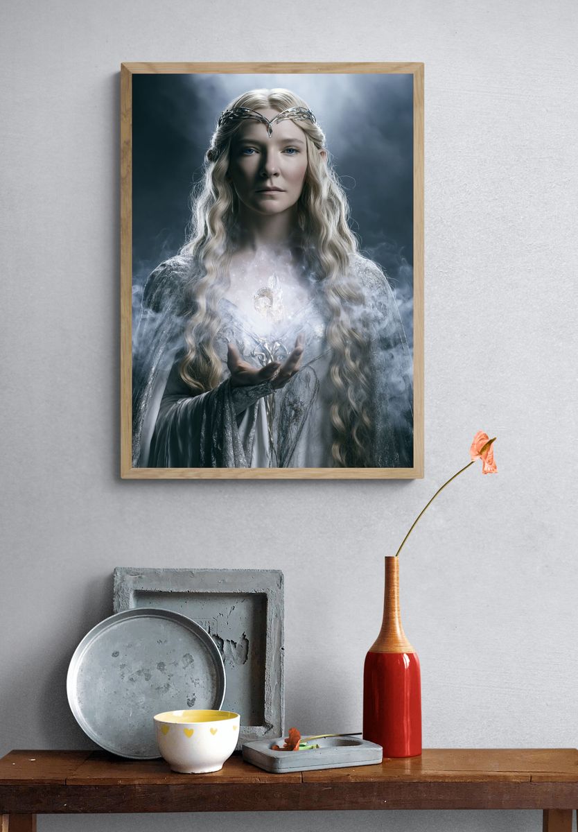 Elven Sorceress Portrait Print. — room view 3