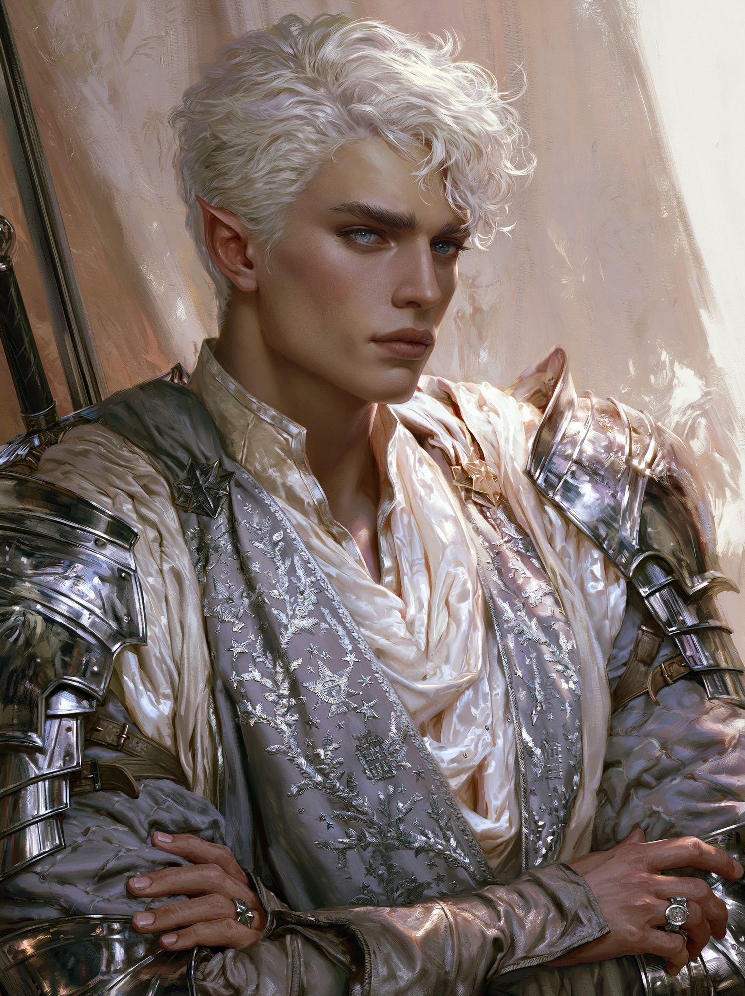 Elven Knight Portrait Print. poster — illustration art