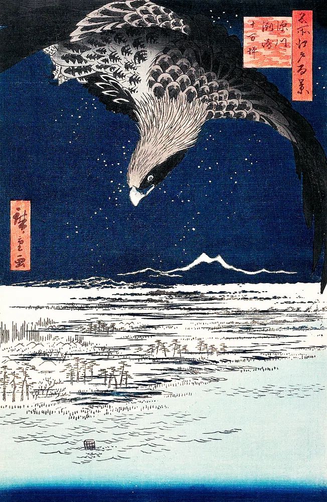 Eagle Over Snowy Landscape — Fine Art Print. poster — fine-art art