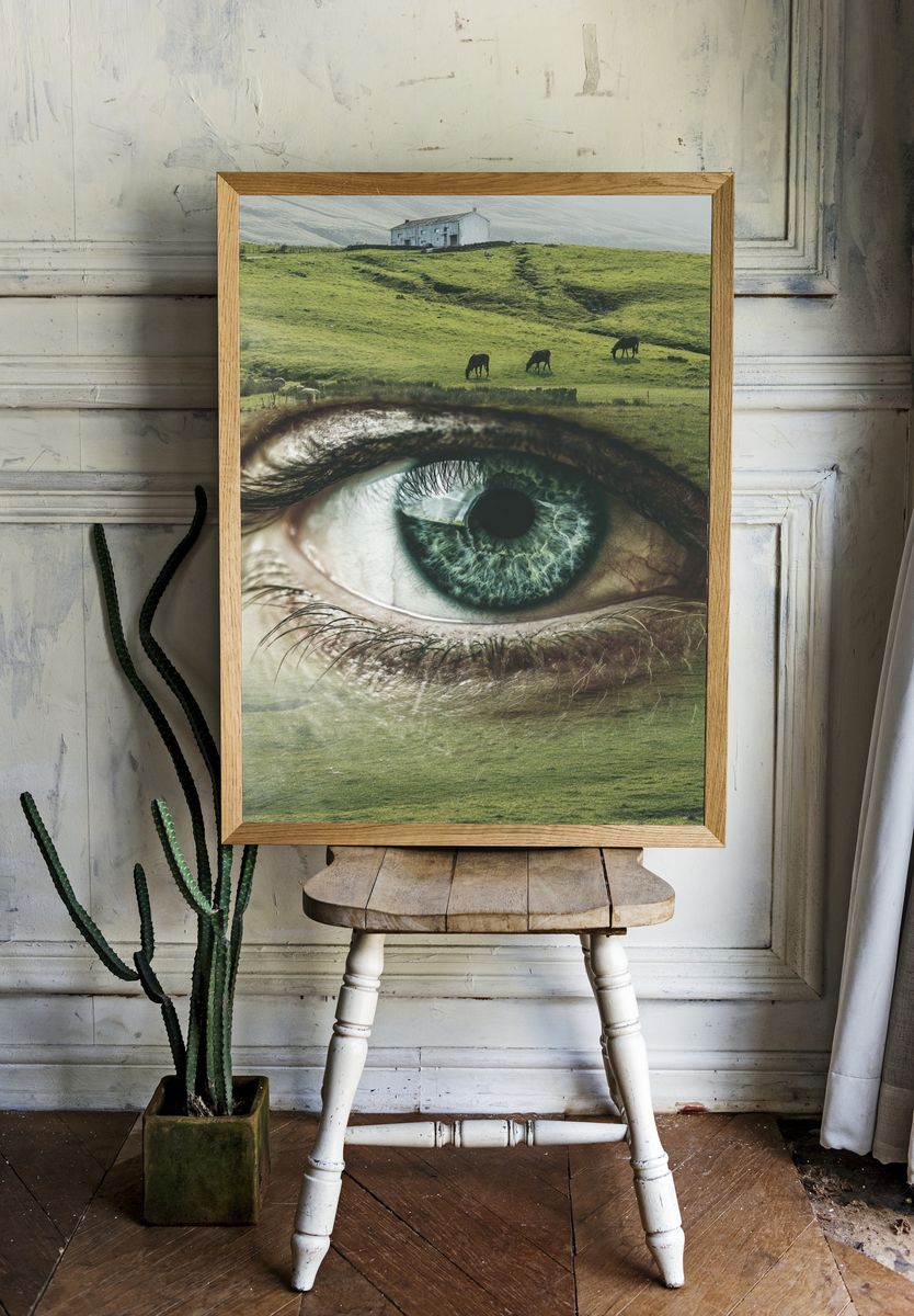 Eye Overlooking Green Pastures — Fine Art Print. — room view 1