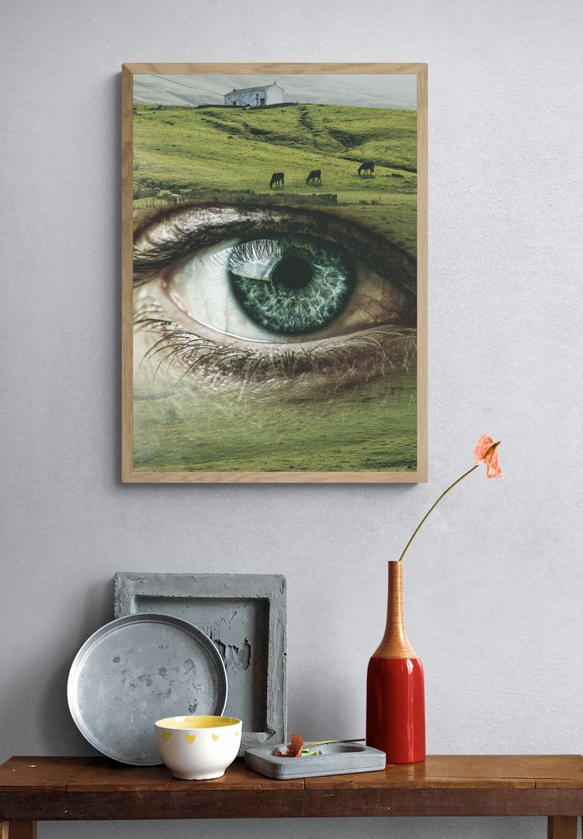 Eye Overlooking Green Pastures — Fine Art Print. — room view 3