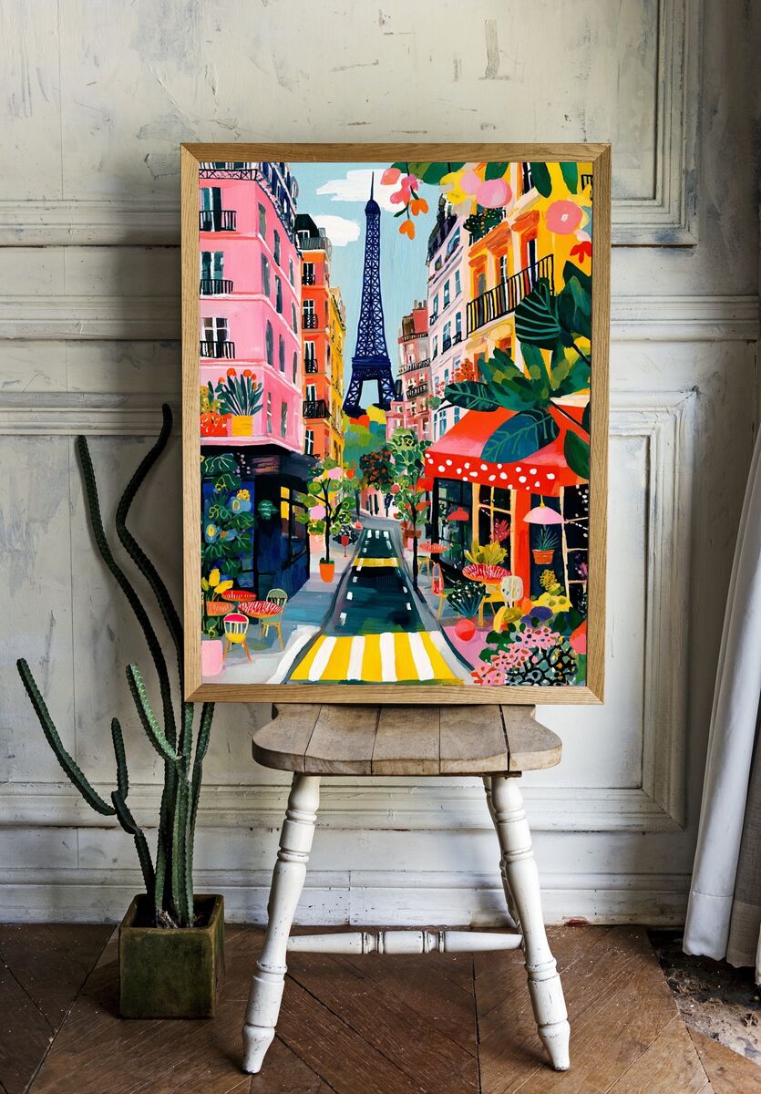 Eiffel Tower in Paris — Colorful Print room preview