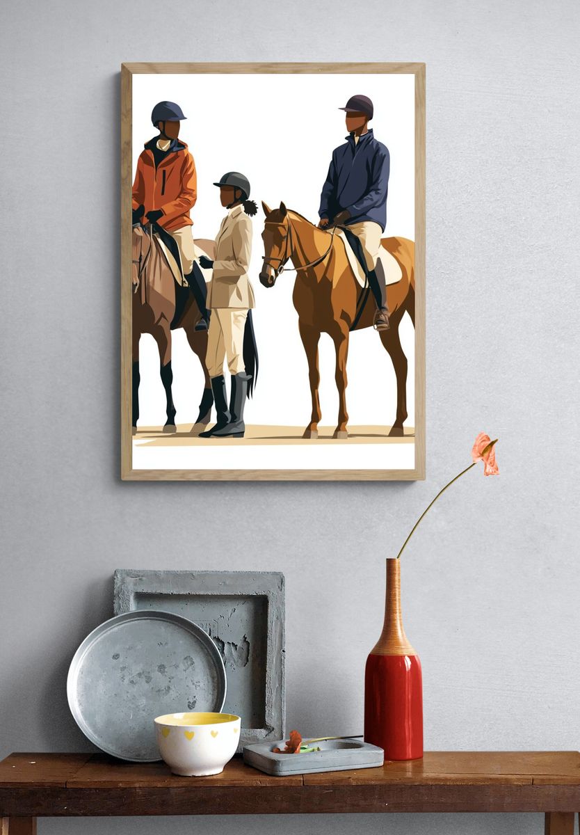 Equestrian Riders Illustration Poster. — room view 3