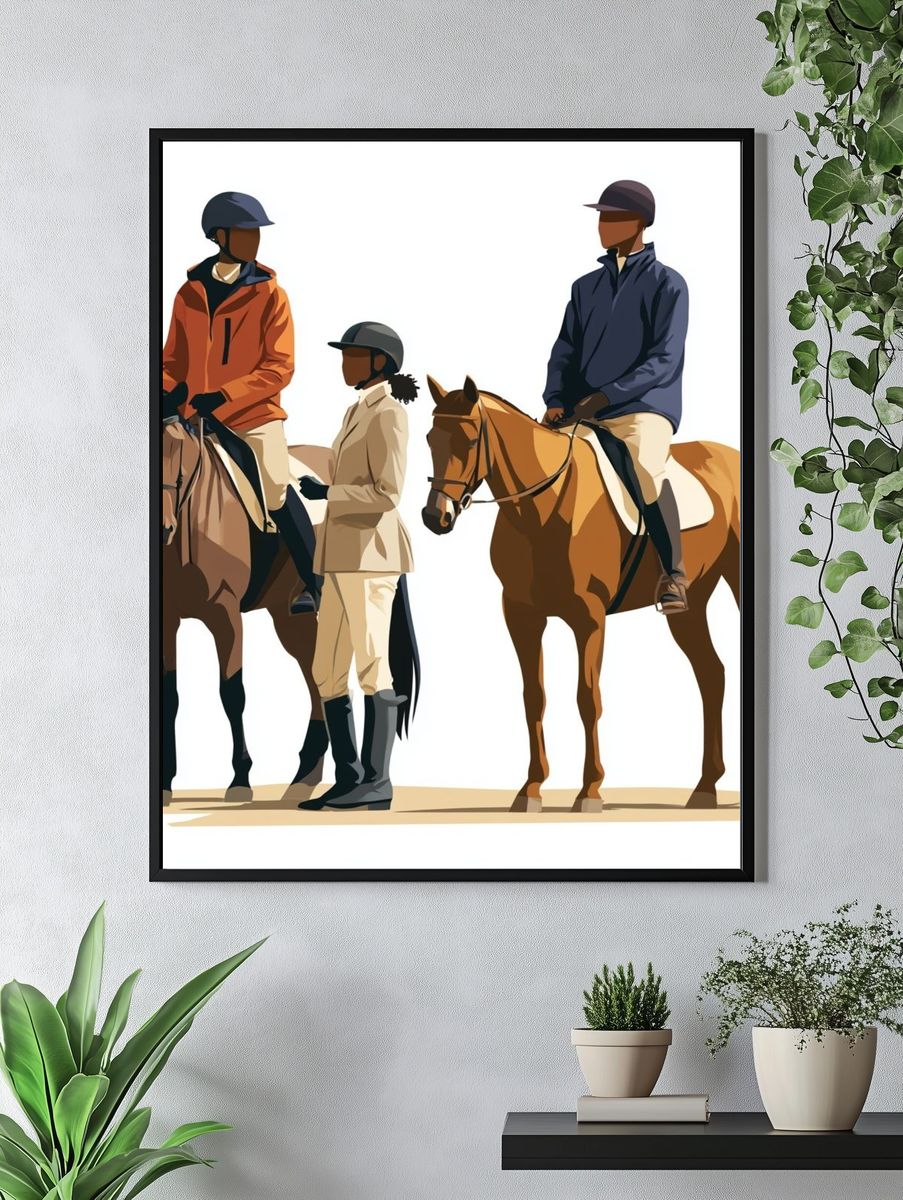 Equestrian Riders Illustration Poster. — room view 4